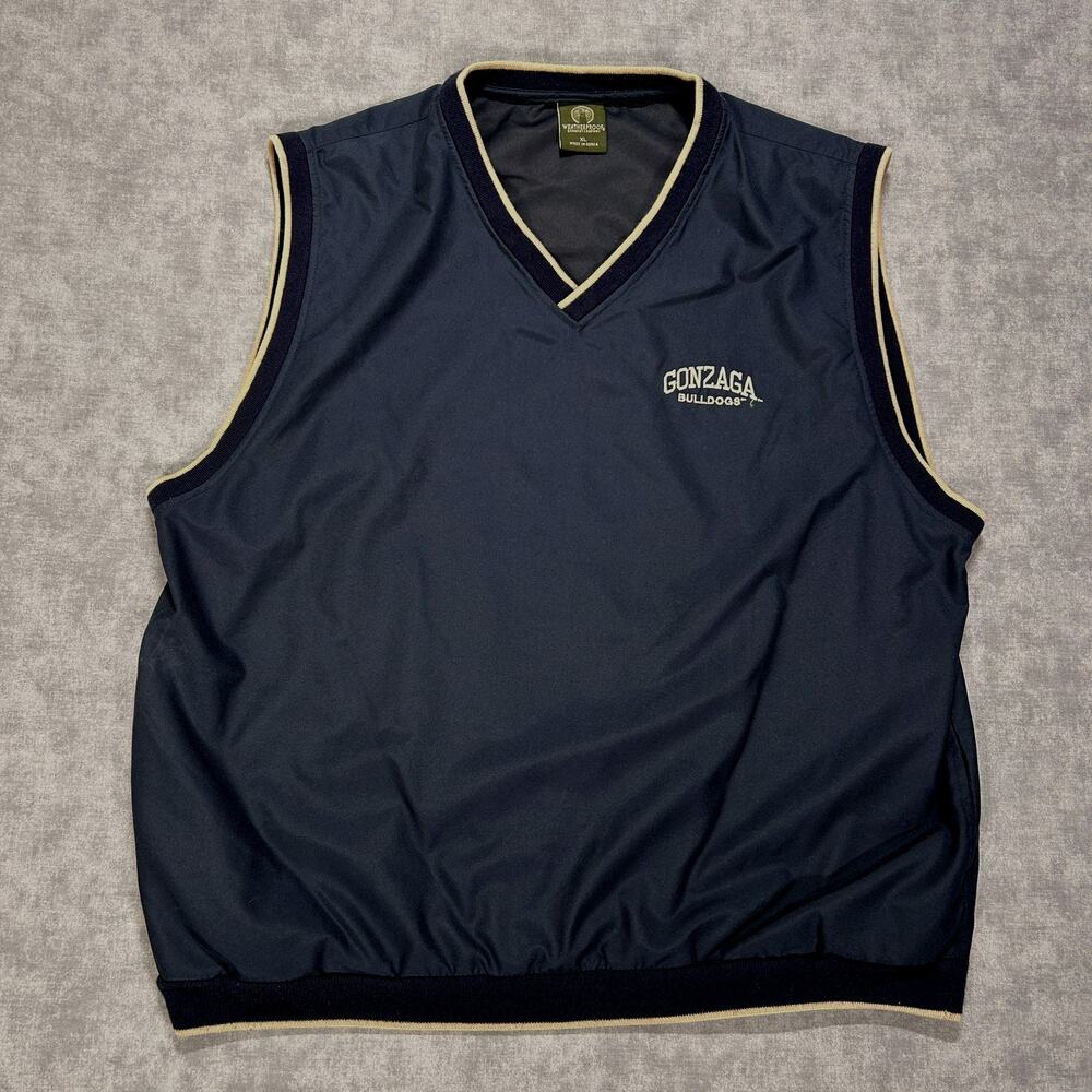 Vintage 90s Weatherproof Gonzaga Bulldogs navy windbreaker vest mens XL